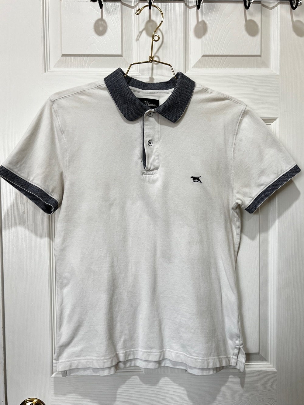 Rodd & Gunn New Haven Heathered Trims Polo Pique Shirt White Size Small Cotton